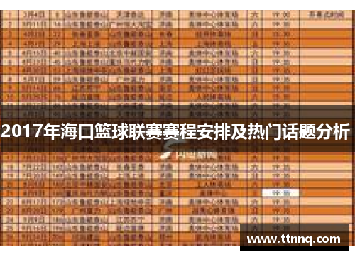 2017年海口篮球联赛赛程安排及热门话题分析 